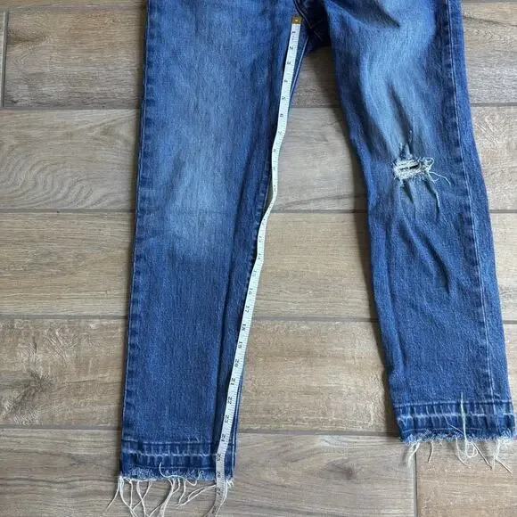 Levi's 501 Men Size 27 Jeans Distressed Button Fly Denim Raw Edge Cropped - Picture 11 of 16